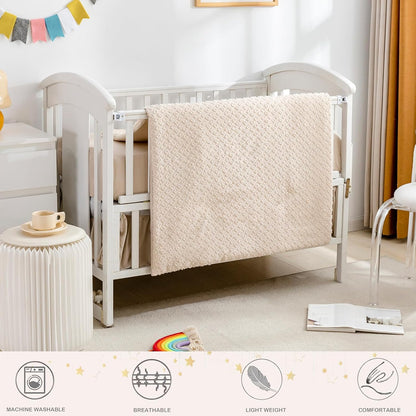 Cokouchyi 3 Piece Bedding Set for Boy Girls, Jacquard Tufted Geometric Crib Set, Includes Skirt
