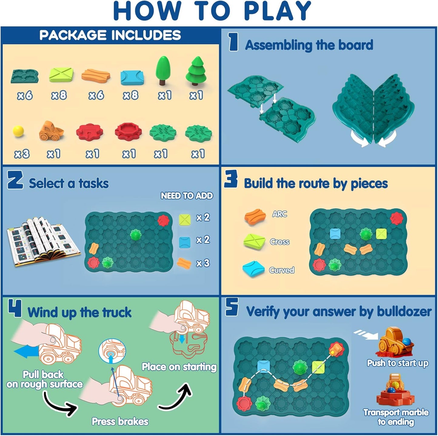 Kids Toys STEM Board Games - Logic Road Builder Brain Teasers Puzzles for 3 to 4 5 6 7 Year Old Boys Girls, Educational Montessori Birthday Gifts for Ages 4-8 Preschool Classroom Learning