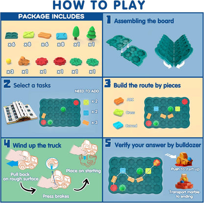 Kids Toys STEM Board Games - Logic Road Builder Brain Teasers Puzzles for 3 to 4 5 6 7 Year Old Boys Girls, Educational Montessori Birthday Gifts for Ages 4-8 Preschool Classroom Learning