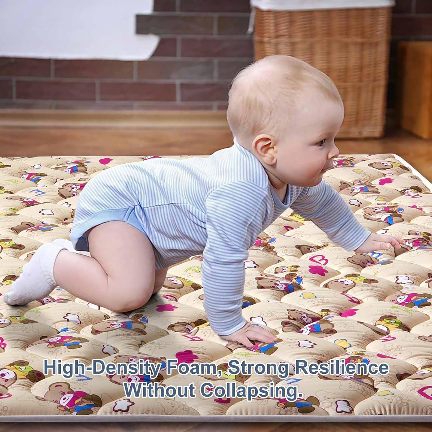 Vibe Bear Baby Play Mat - 71" X 59",Premium Thicker Foam One-Piece Crawling Mat, Extra Large Anti-Slip Activity Playmat for Babies, Toddlers & Infants