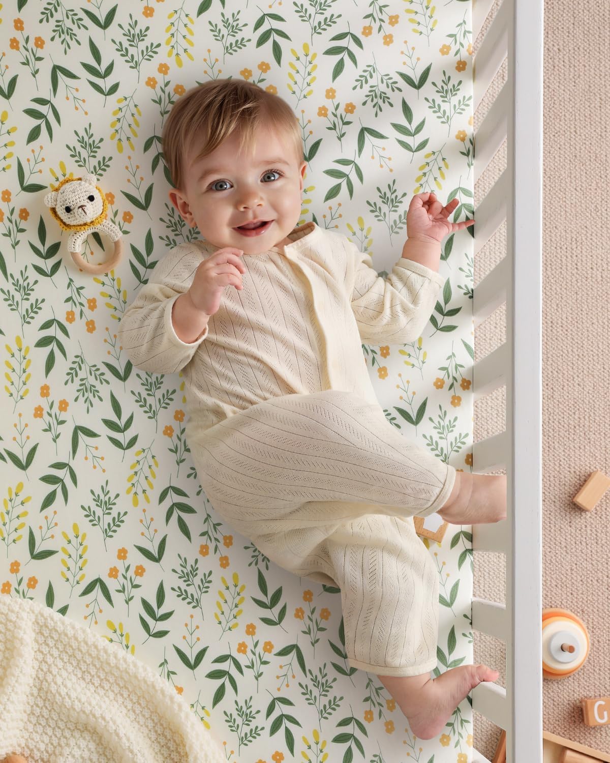 Yoofoss Baby Crib Sheets 2 Pack for Boys and Girls - 52x28 Fitted Crib Sheet Neutral Fits for