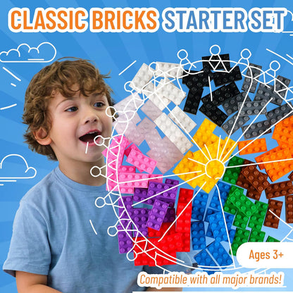 Strictly Briks Classic Bricks Starter Kit - 96-Piece 2x4 Stud Set in 12 Colors - Bulk Building Bricks for Creative Play, Ages 3+ - Compatible with All Major Brick Brands