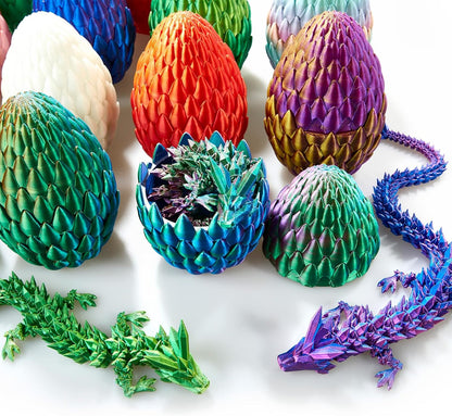 Dragon Egg,15in Crystal Dragon,Surprise Egg,Articulated Dragon,3D Printed Gift Toy,Fidget Toys for Autism/ADHD, Executive Desk Toys,Home Office Decor (Blue Green)