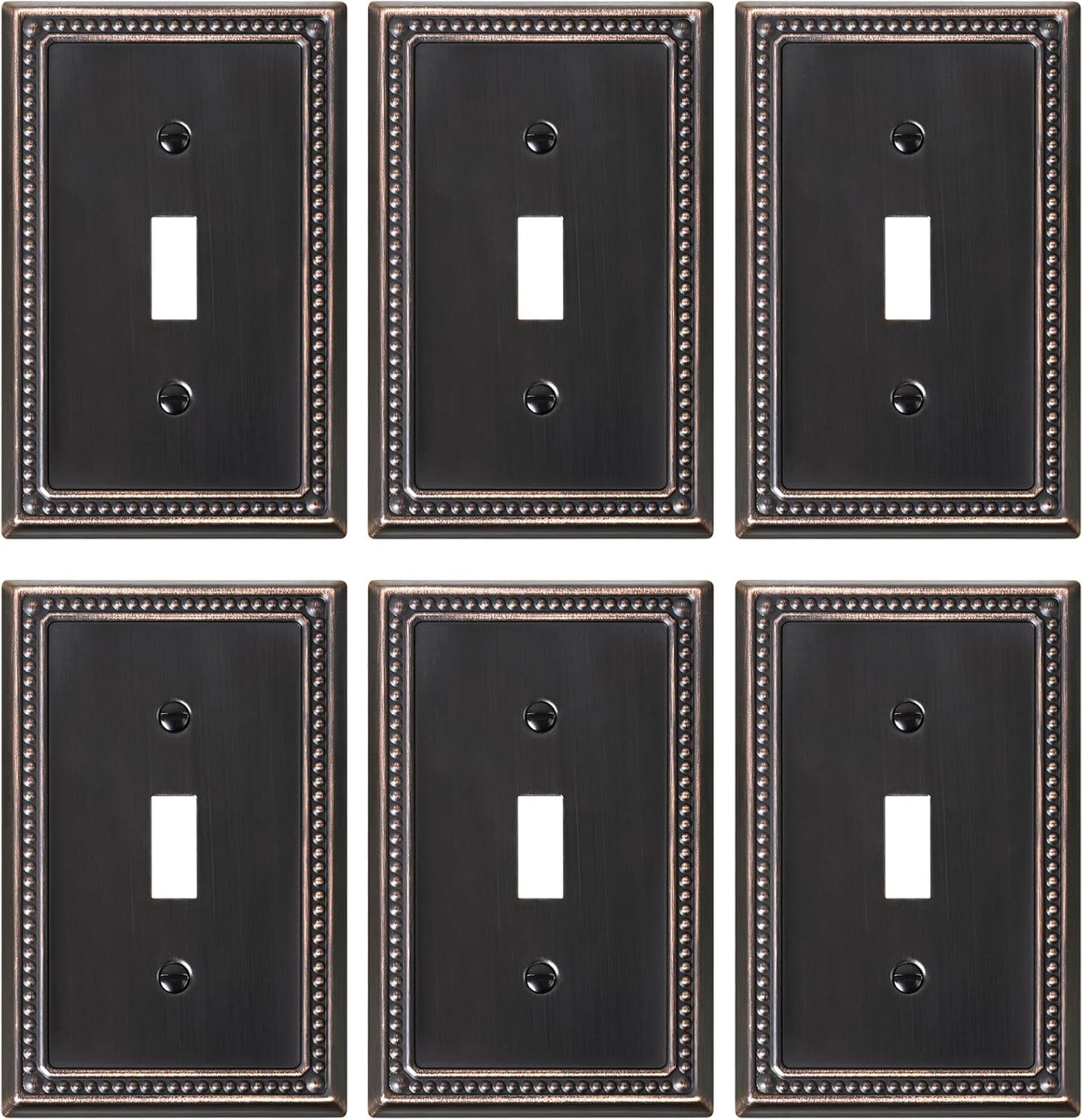6-Pack Single Toggle Light Switch Cover Plate, Pearls Decorative Switch Plate Covers, Aged Bronze 1