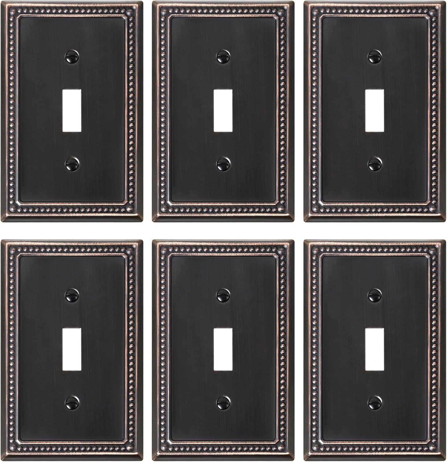 6-Pack Single Toggle Light Switch Cover Plate, Pearls Decorative Switch Plate Covers, Aged Bronze 1