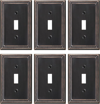 6-Pack Single Toggle Light Switch Cover Plate, Pearls Decorative Switch Plate Covers, Aged Bronze 1