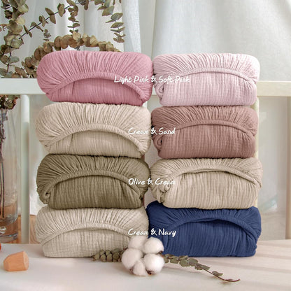 lulumoon Mini Crib Sheets Muslin: Soft Cotton Fitted Mini Crib Mattress Sheets for Boys and Girls