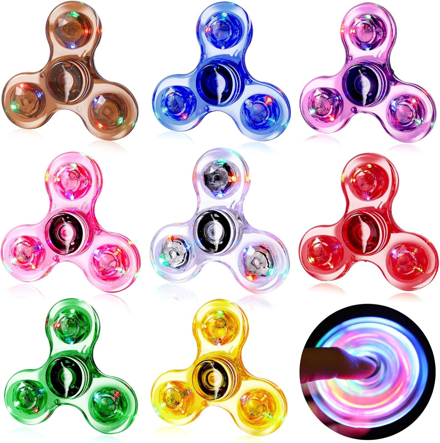 Gigilli 8 Pack Fidget Spinners for Kids 8-12, Light up Party Favors Stress Relief Fidget Toys Bulk for Kids Adults, Glow in The Dark Party Supplies, Fidgets for Classroom Prizes Goodie Bags Stuffers