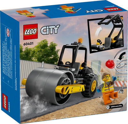 LEGO City Construction Steamroller Toy Playset, Fun Gift, Construction Toy Set for Kids Aged 5 Years Old Plus, Model Truck with a Worker Minifigure, Imaginative Play for Boys and Girls, 60401