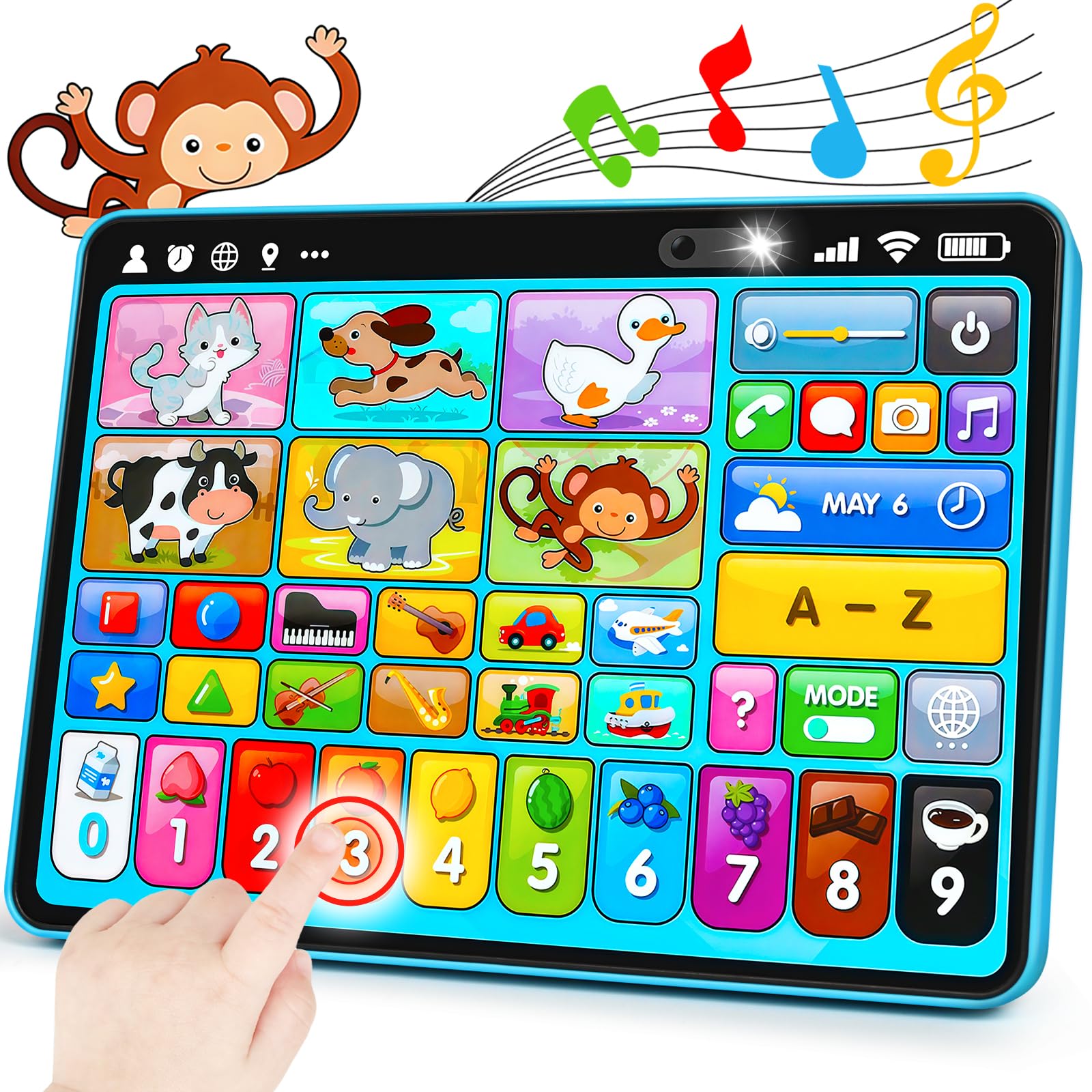 Peacurh Trilingual Learning Toy Tablet with Music & Sound, Montessori Speech Musical Therapy Toys
