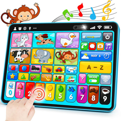 Peacurh Trilingual Learning Toy Tablet with Music & Sound, Montessori Speech Musical Therapy Toys