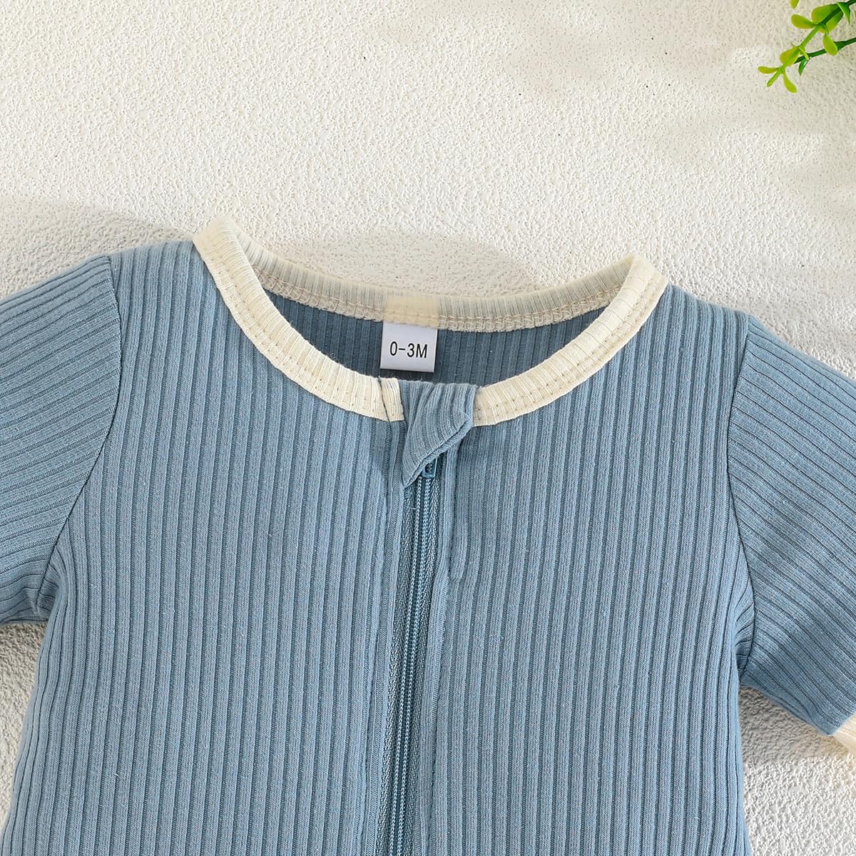 Bafeicao Unisex Baby Boy Girl 2 Pack Rompers Short Sleeve 2 Way Zipper One Piece Jumpsuits Clothes Sets