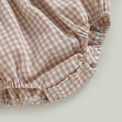 Douhoow Infant Baby Girl Plaid Romper Baby Sweatshirt Romper Ruffle Festival Clothes Fall Winter Outfits with Headband