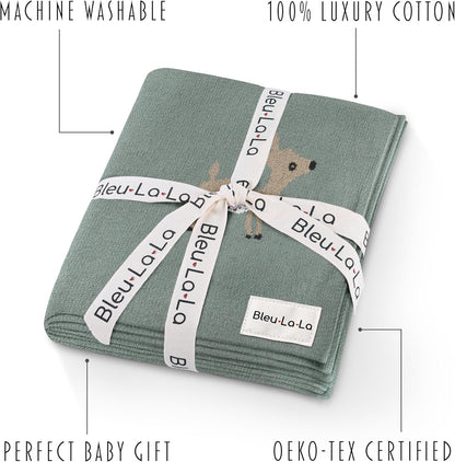 Soft Baby Swaddle Receiving Blanket - 100% Cotton Knit Soft Cozy Receiving Swaddling Crib Stroller