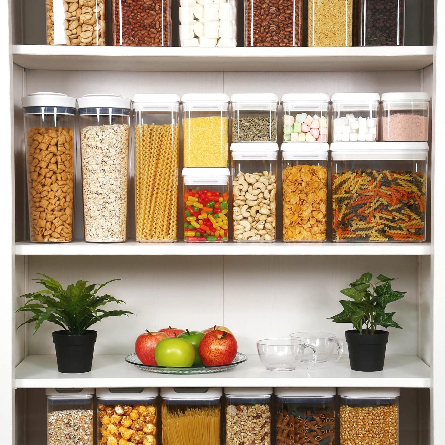 Felli Flip Tite Storage Container with 4 Inch Lid SQUARE & RECTANGLE, Air Tight Ring Seal Top Clear