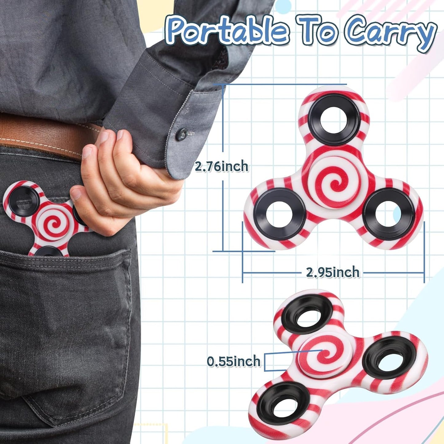 12PCS Fidget Spinner Toy Pack for Kids Adults, Metal Tri-Spinner Fidget Toy Set, Sturdy Hand