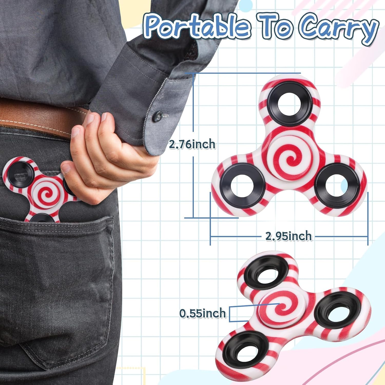 12PCS Fidget Spinner Toy Pack for Kids Adults, Metal Tri-Spinner Fidget Toy Set, Sturdy Hand