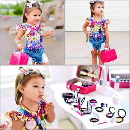 TEPSMIGO Pretend Makeup Kit for Girls, Kids Pretend Play Makeup Set - with Cosmetic Bag for