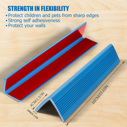 Wall Corner Protectors 4 Pack,1.57x1.57x23.62x0.12 inch PVC Double Side Proof Corner Guards for Sharp Edges, Self-Adhesive Corner Protectors for Home, Kindergarten,Thickness-3mm(0.12 in)