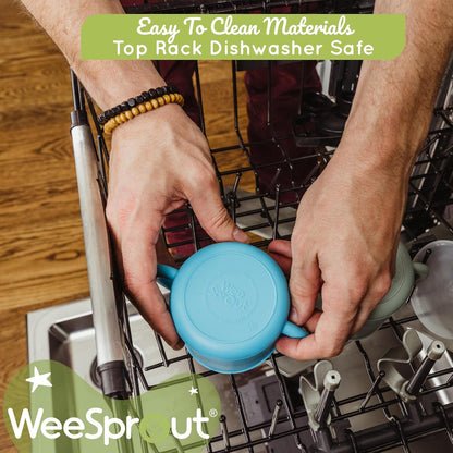 WeeSprout Snack Containers, Food Grade Silicone Cups, Spill-Proof Tops For Toddlers and Babies