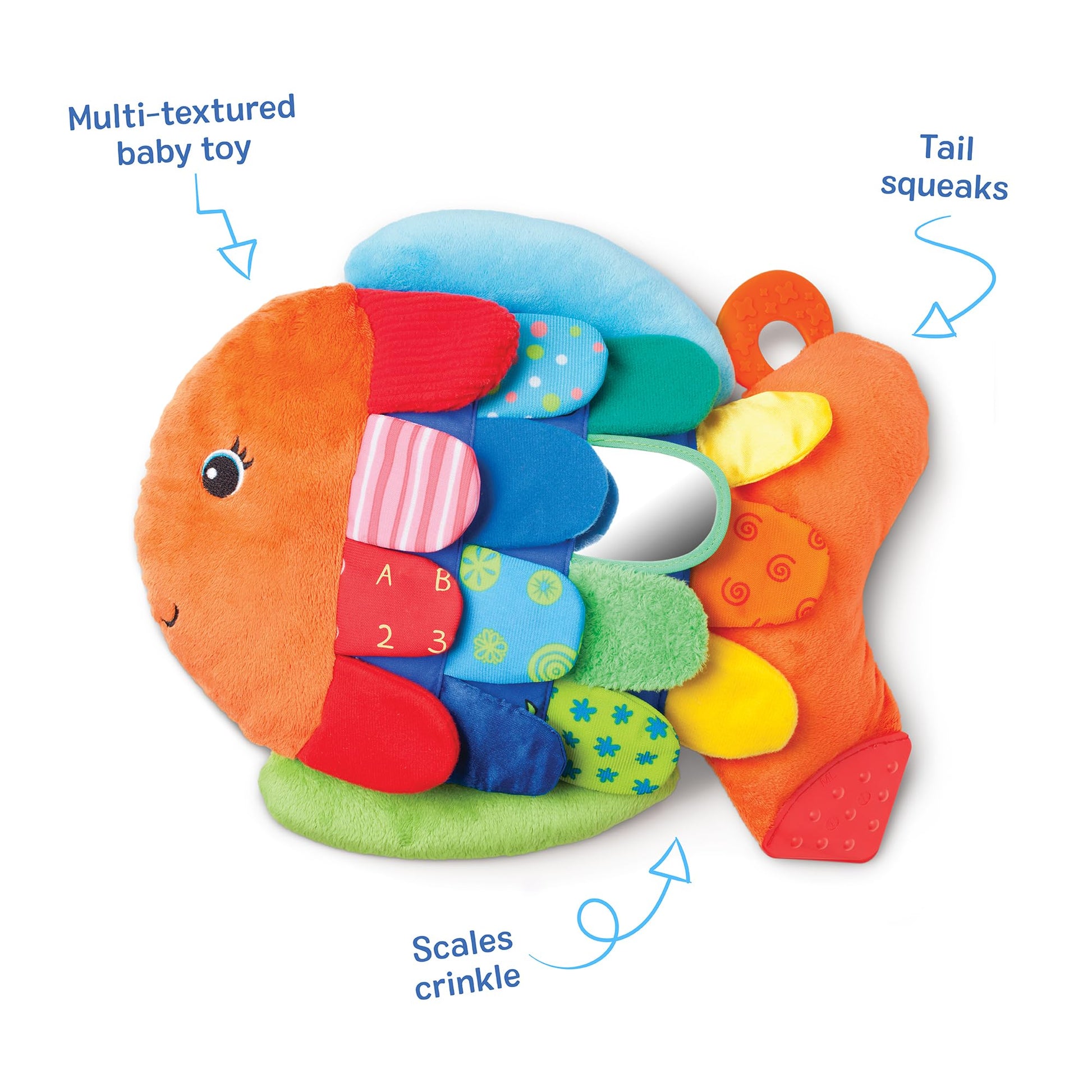 Melissa & Doug K’s Kids, Flip Fish Stuffed Animal, Soft Baby Book, Multi-Textured Squeaking &