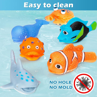No Hole Mold Free Bath Toys for Toddlers 1-3, Water Toys for 6-12 Months Infants with Storage Bag