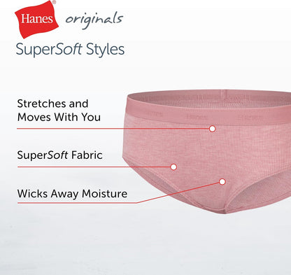 Hanes Ultimate Girls' Supersoft Bikini Briefs & Hipsters
