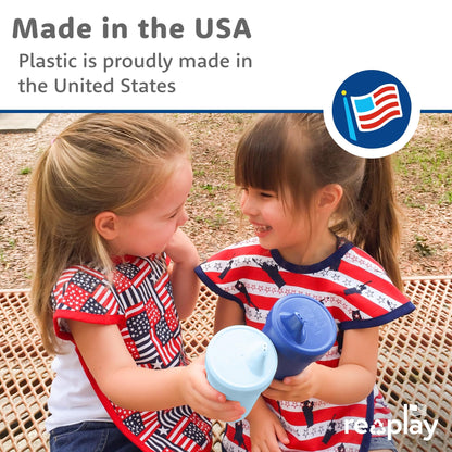 Re-Play Spill-Proof Sippy Cups for Toddlers - Kids Reusable 10 Oz Set of 4, Dishwasher & Microwave