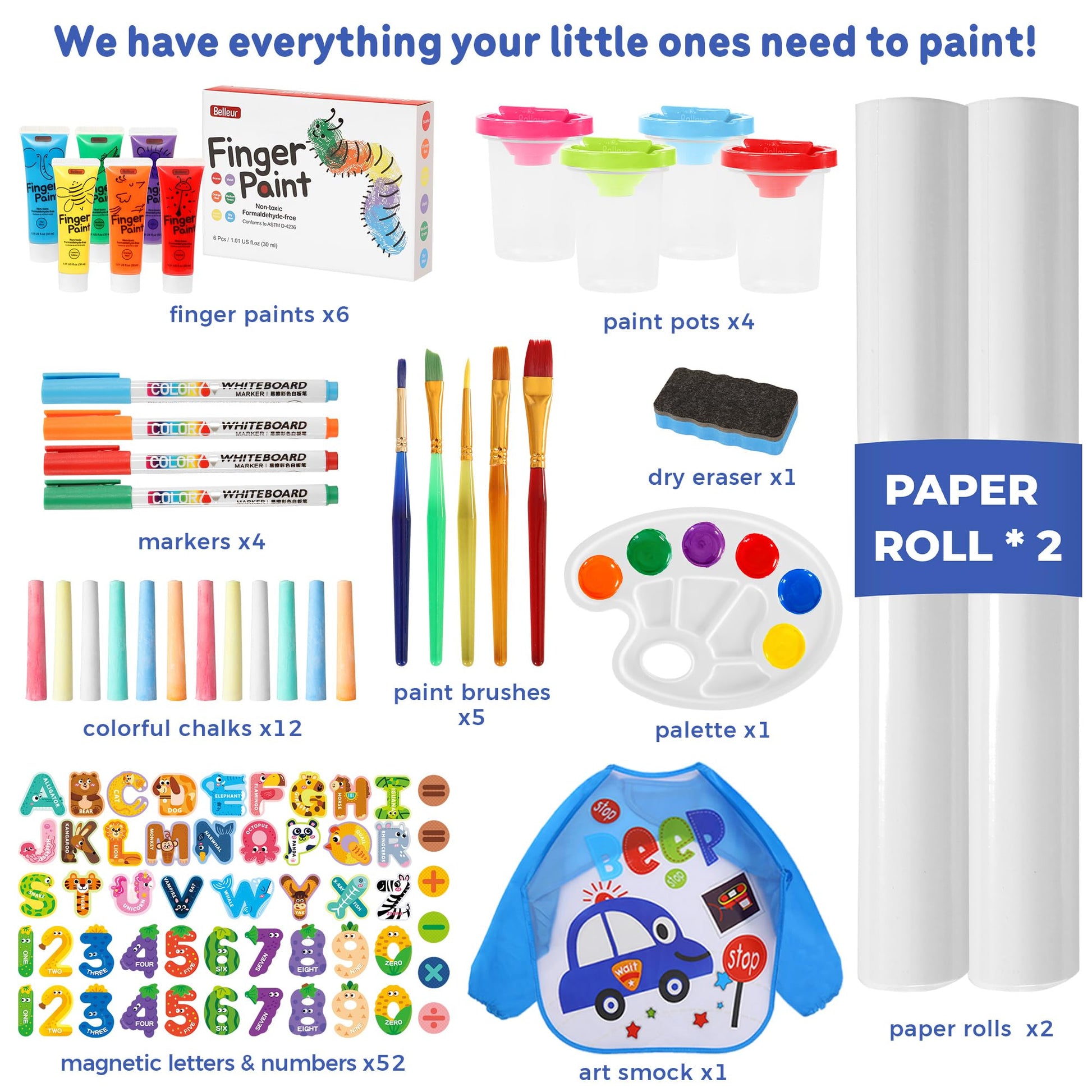 Belleur All-in-One Art Easel for Kids, Adjustable Double Sided Easel for Toddlers with Magnetic