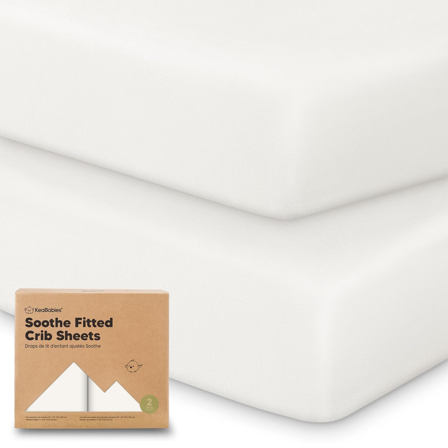 KeaBabies 2-Pack Organic Crib Sheets for Boys, Girls - 52x28 Fitted Crib Mattress Sheet Neutral