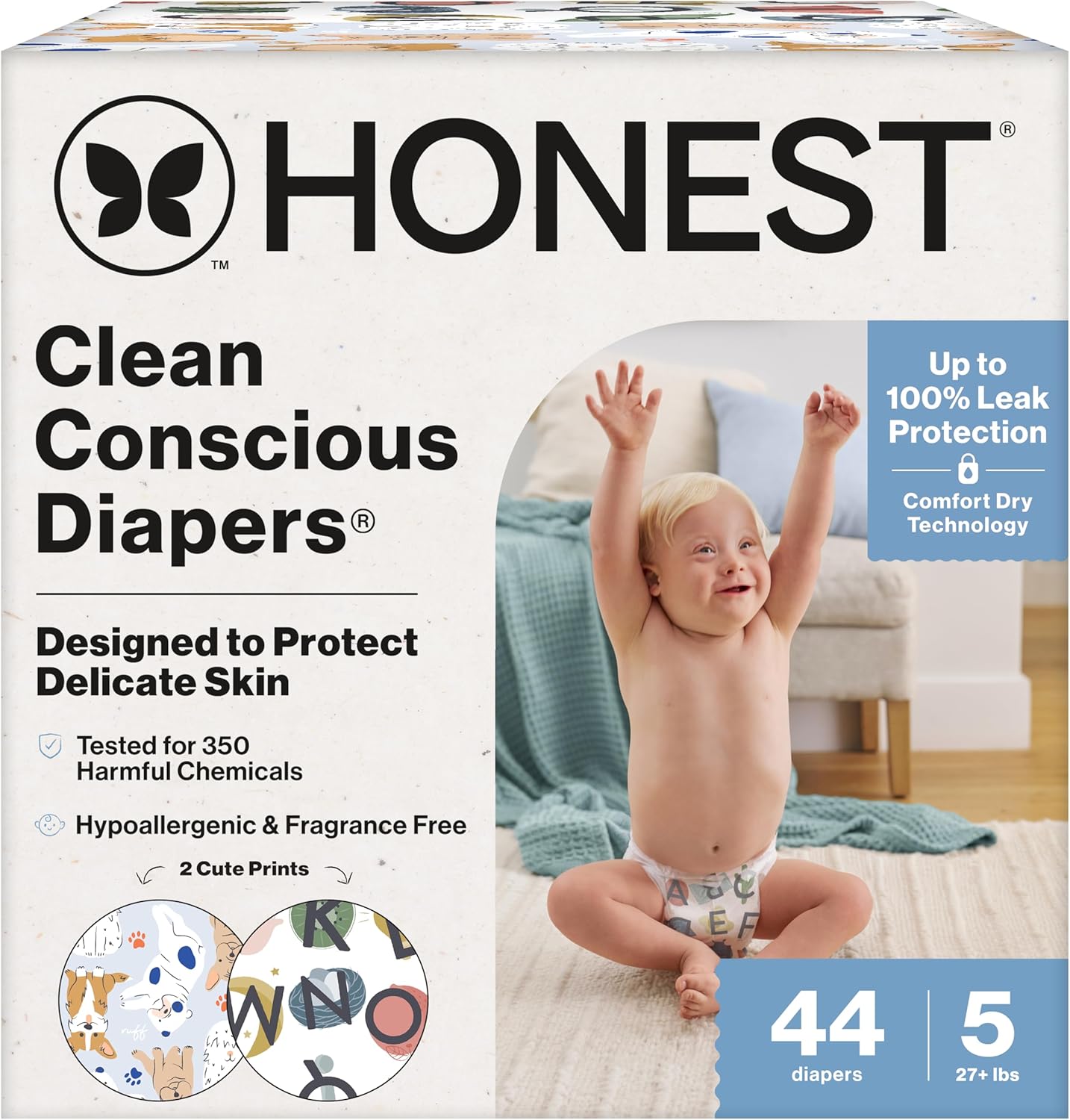 The Honest Company Clean Conscious Diapers for Delicate Skin | Up to 100% Leakproof |