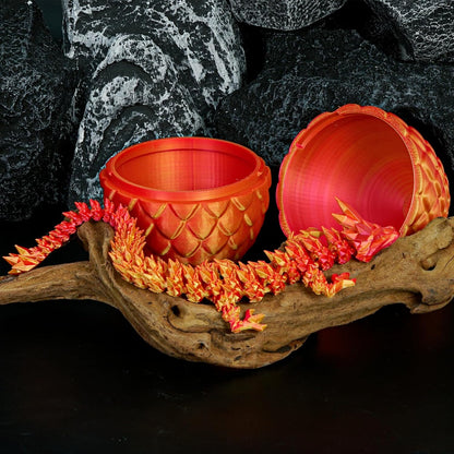 Dragon Eggs with Dragon Inside, 3D Printed Surprise Funny Gifts for Kids, Boys, Girls, Articulated Dragon Fidget Toys for Adults, Executive Desk Toys Office Room Decor (Orange Red)