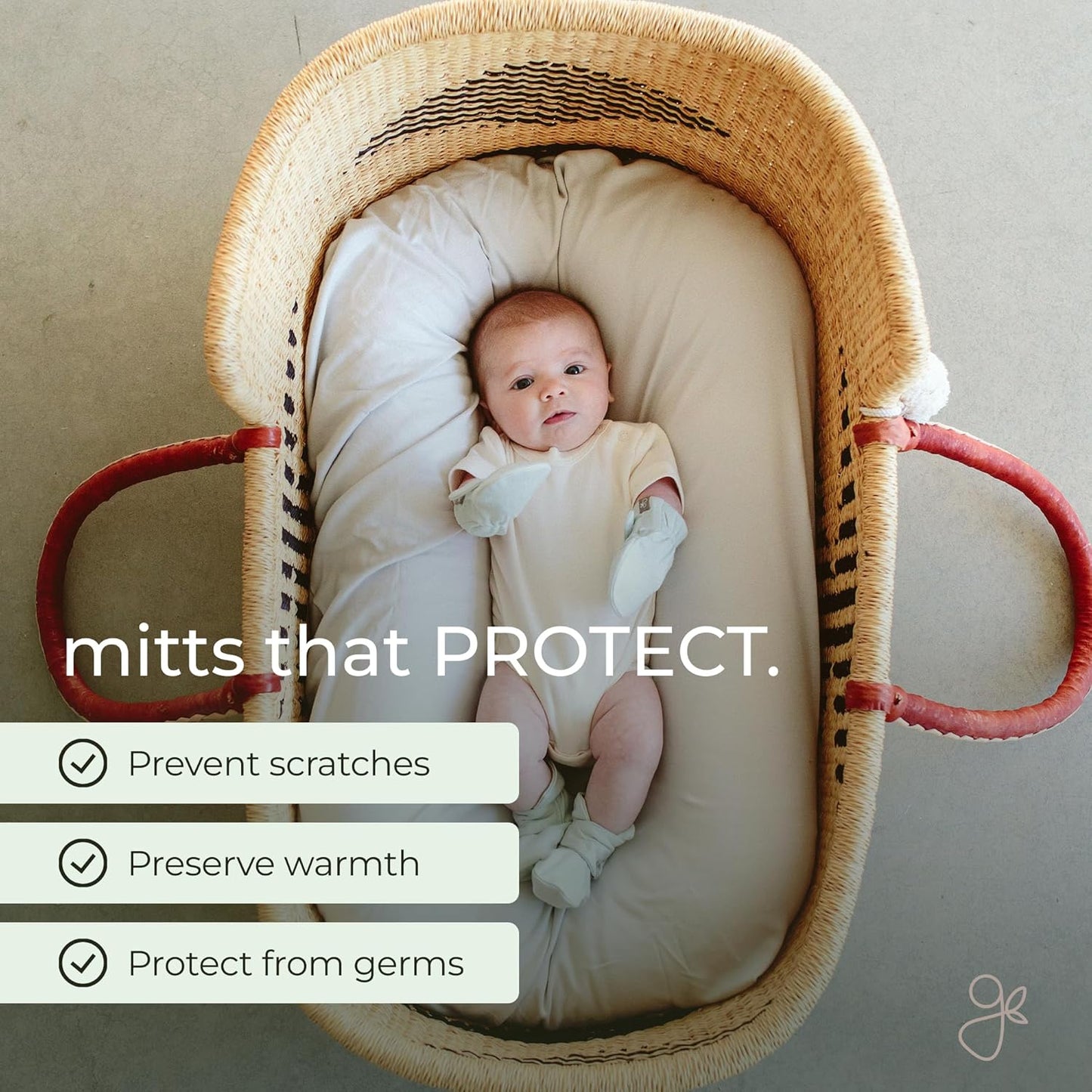 Goumi Baby Mitts, Anti-Scratch Newborn Mittens, Soft Stay-On Mitts, Succulent 3-6 Months