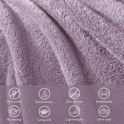 Exclusivo Mezcla Twin Size Flannel Fleece Blanket, Super Soft Velvet Plush Bed Blanket, Fuzzy Cozy and Warm for All Seasons, 60x80 Inches, Grayish Purple