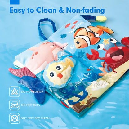 hahaland Baby Toys 0-6 Months - Crinkle Books for Babies 2PCS, Cloth Texture Tails Sensory Book 6-12 Months - Soft, Tummy Time, Montessori Toys 3 4 5 Month Newborn Twin Boys Gifts Travel Infant Toy