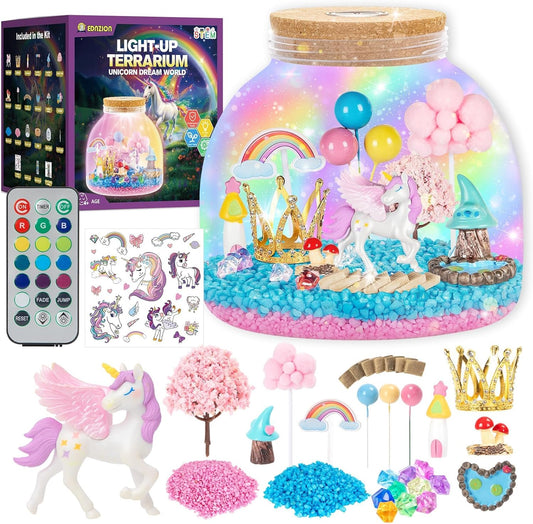 Unicorn Light Up Terrarium for Girls – DIY Garden Craft with LED | STEM Kit, Arts & Crafts Gift for Kids Ages 4-8 by Ednzion