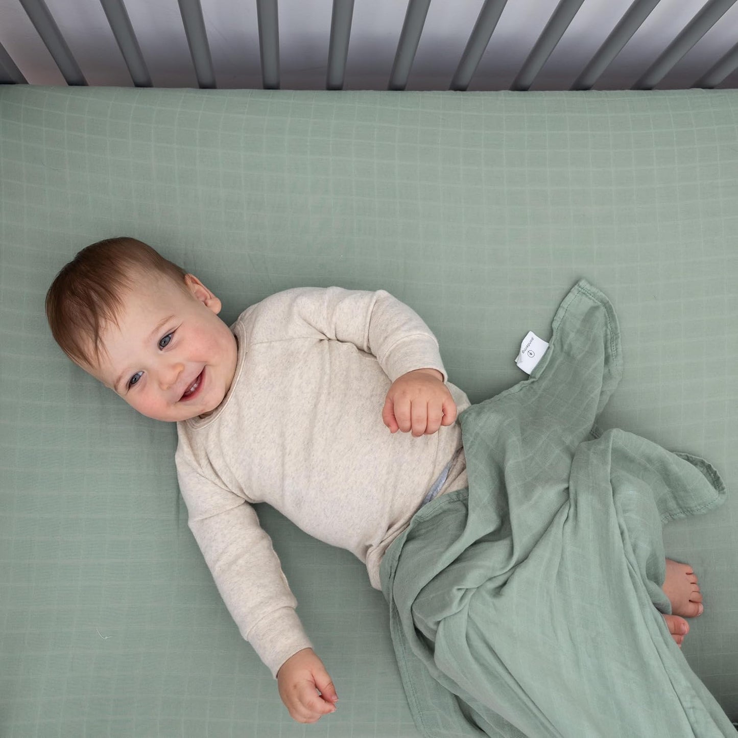 Organic Muslin Fitted Crib Sheet - Organic Crib Sheet for Standard Crib and Toddler Mattresses