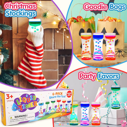 Liquid Motion Bubbler Sensory Toys - 6 Pack Liquid Timer Sensory Toys for Autistic Children, Liquid Motion Toys Or Motion Bubbler Sensory Timer for Playful Learning and Sensory Exploration