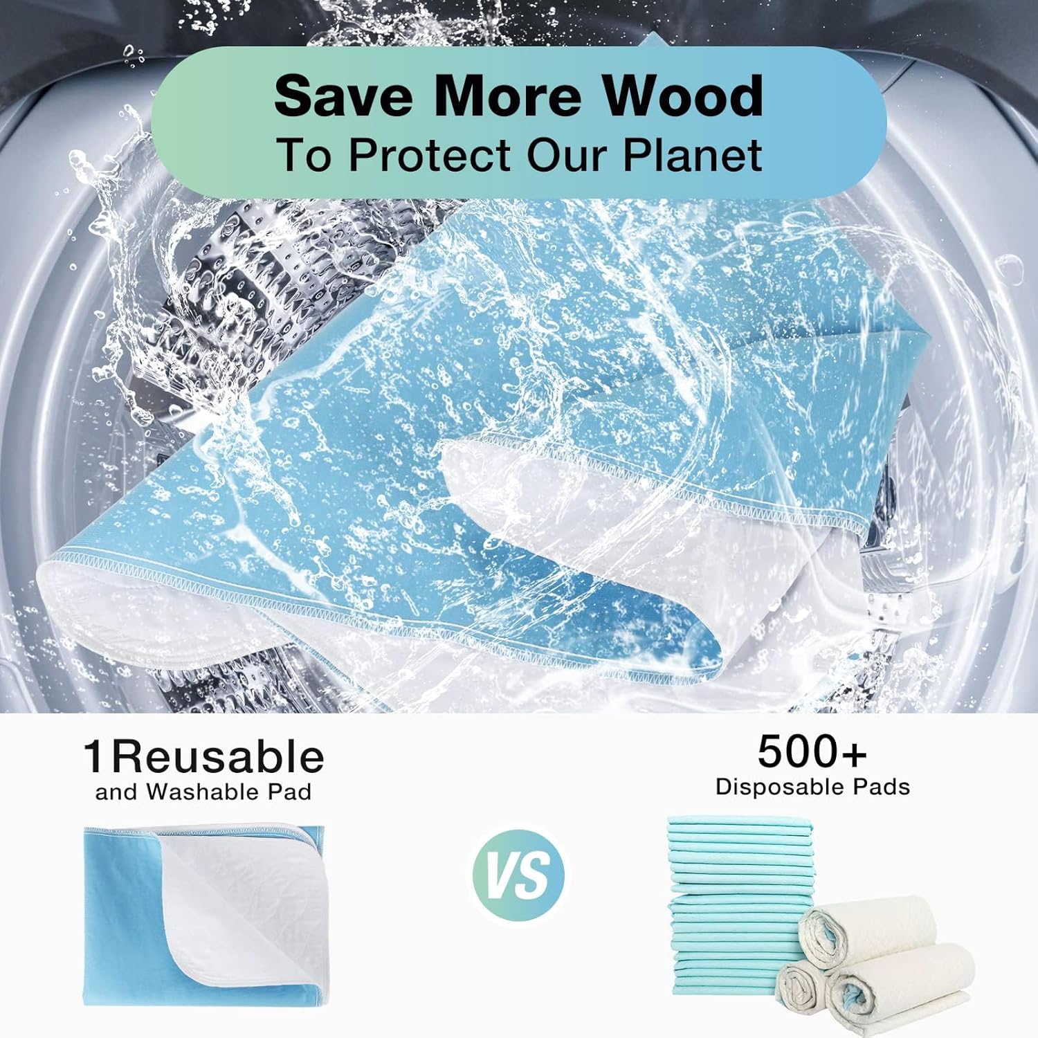 Bed Pads Washable Waterproof, 34" x 52" (4 Pack) Incontinence Bed Pads, Waterproof Bed Pad & Pee