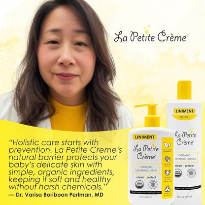 La Petite Creme French Premium Diapering Lotion - Diaper Cream Alternative to Baby Wipes - Moisturizer & Skin Cleanser - USDA Certified Organic Ingredients - Baby Essentials (2 Bottles of 20 oz)