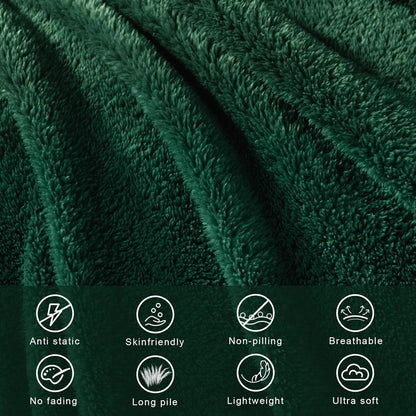 Exclusivo Mezcla Soft Fleece Throw Blanket for Couch, Super Soft Velvet Plush Bed Blanket, Fuzzy Cozy and Warm for All Seasons, 50x60 Inches, Forest Green