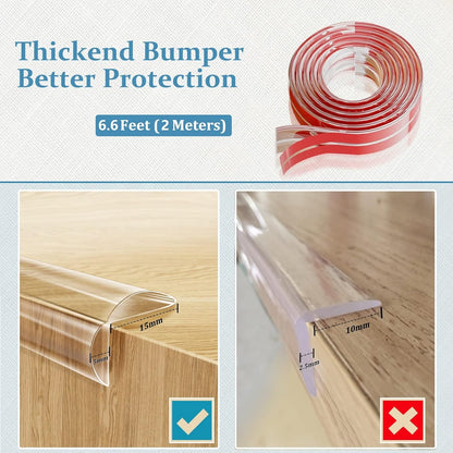 Edge Protector Baby Proofing Corner Protectors Clear Corner Guards Silicone Child Safety Edge Covers Bumper for Table, Cabinets, Crib, 6.6 ft x 1.2 inch Sharp Edge Protector with 4 Pack Corner Guards