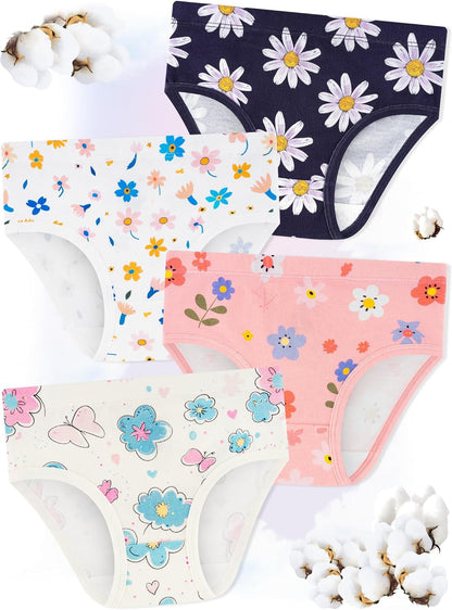 Girls' Underwear,Soft Cotton Tagless Panties for Toddlers' & Little Kids' Comfort,Breathable Briefs,8-Pack