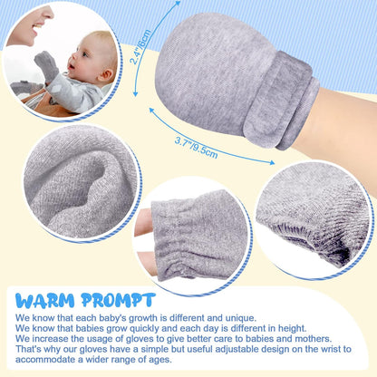 Adjustable Baby Mittens No Scratch Newborn Cotton Breathable Gloves Warm Baby Mitts for Boys Kids