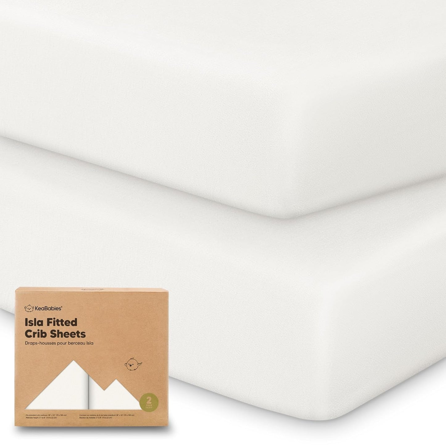 KeaBabies 2-Pack Baby Crib Sheets for Boys, Girls - 52x28 Viscose Derived from Bamboo Toddler Bed