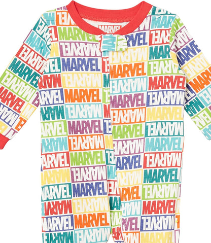 Amazon Essentials Disney | Marvel | Star Wars Unisex Babies' and Toddlers' Snug-Fit Cotton Footed Pajamas, Multipacks