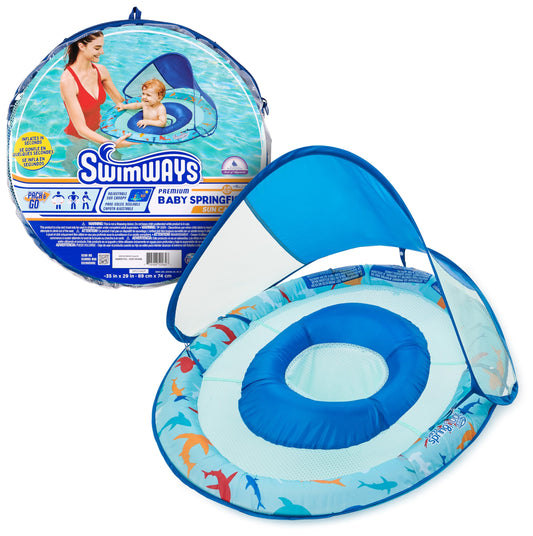 SwimWays Baby Spring Float Pool Float with Canopy for Kids 9-24 Months