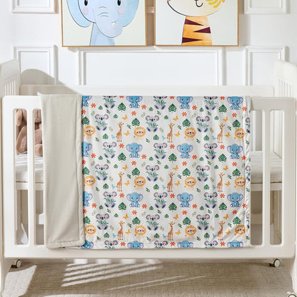 Baby Blanket 30x40 Inches Soft Double Layer Fleece Throw with Cute Animals Print Gender Neutral Crib Blanket for Infant, Toddler, Newborn Baby Girl or Boy Shower Gift