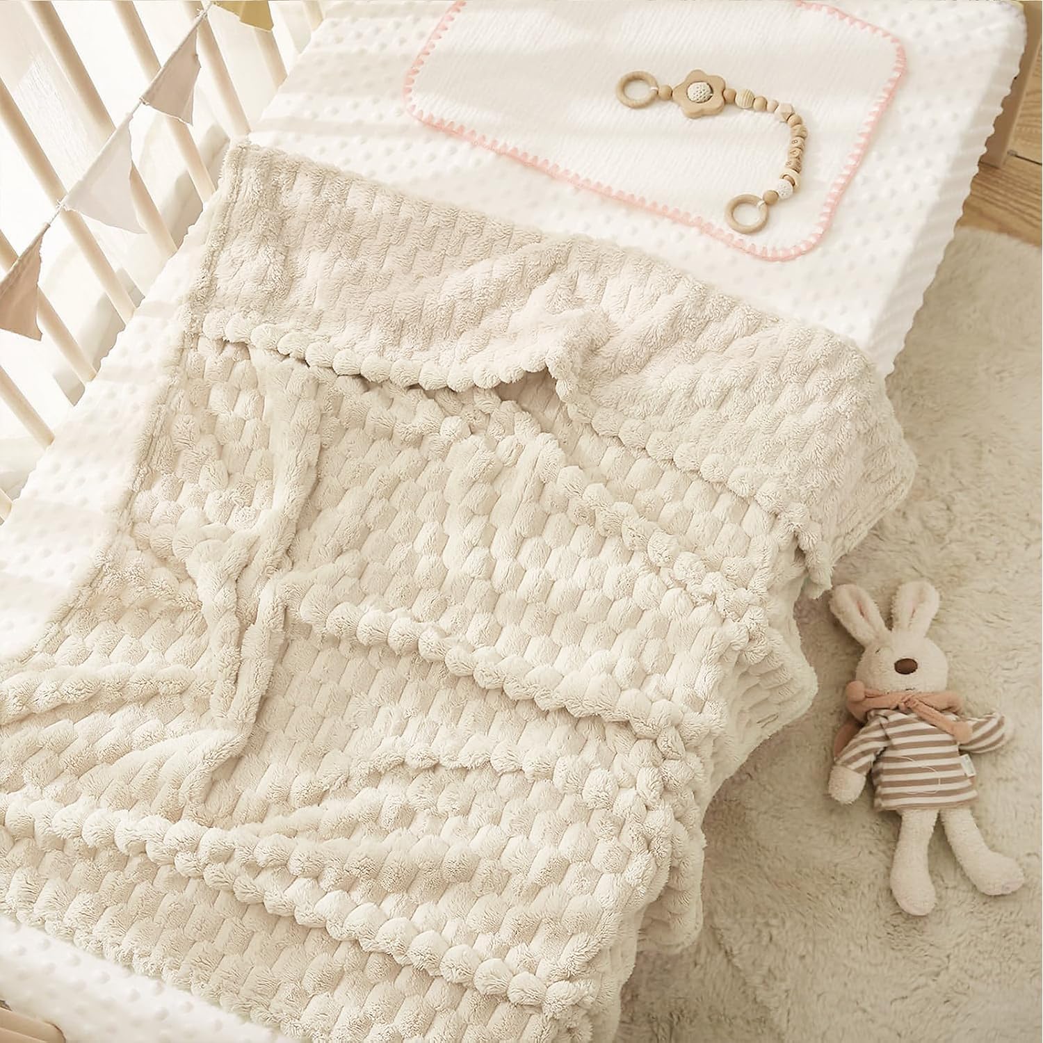 HOMRITAR Baby Blanket for Boys Girls 3D Flannel Fleece Fluffy Blankets for Baby Soft Plush