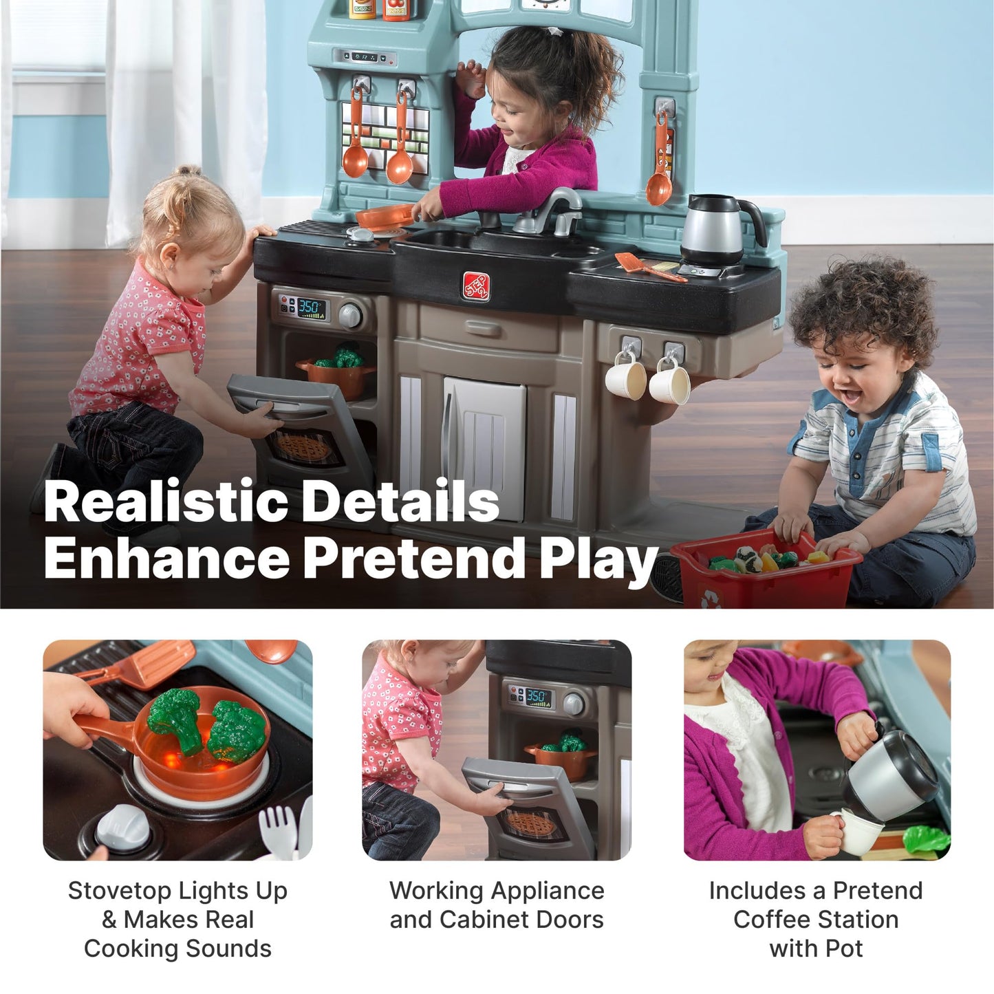 Step2 Best Chefs Kids Kitchen Playset, Indoor/Outdoor Kitchenette, Interactive Play with Lights and